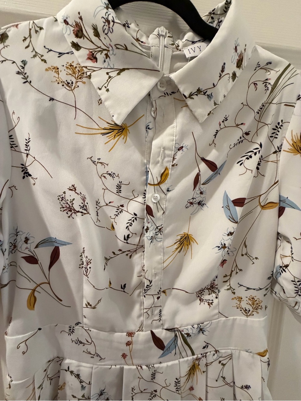 Ivy City Co White Botanical Shirt Midi Dress - Picture 3 of 7